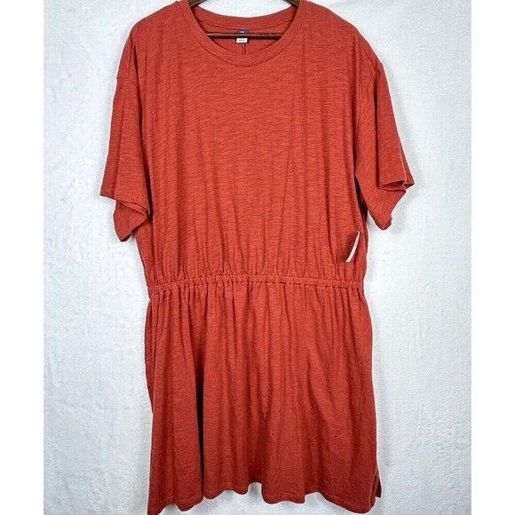 Old Navy Dresses & Skirts - Old Navy NWT Waist Defined Slub-Knit Burnt Orange T-Shirt Dress NEW XXL